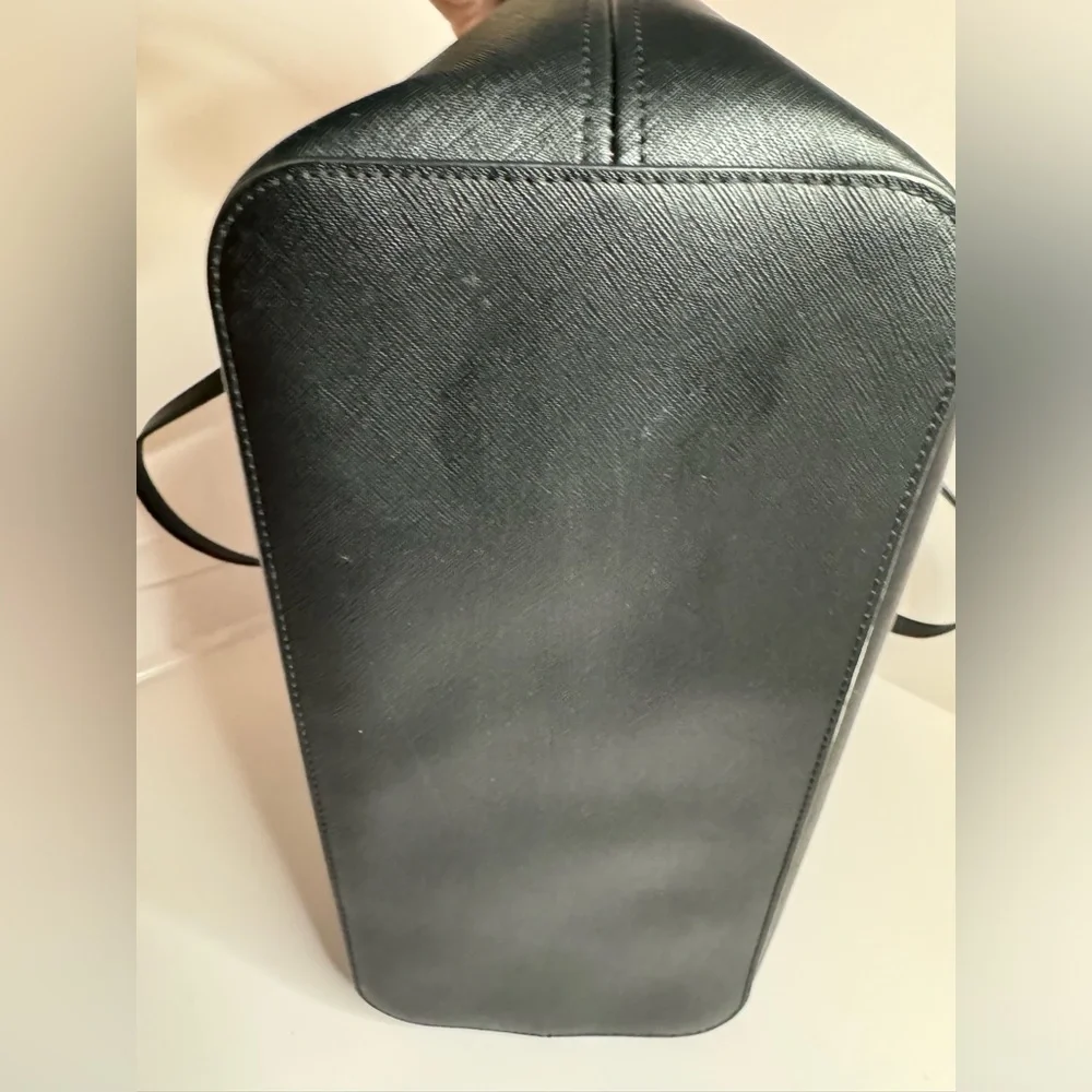 #143 Michael Kors Jet Set Travel Large Top Zip Black Leather Shoulder Tote - Picture 9 of 17